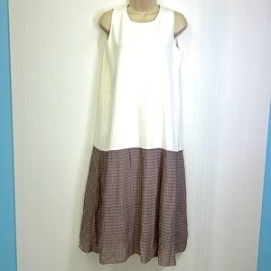 Rococo - Two Toned White And Grey Lined Sleeveless Maxi Dress Size Small
